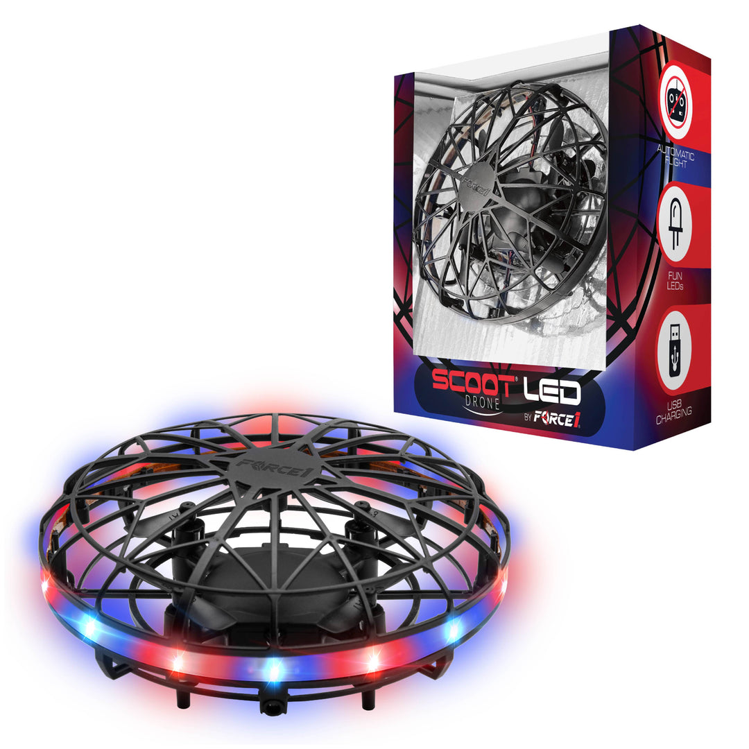 Scoot LED Hand Operated Drone Red/Blue