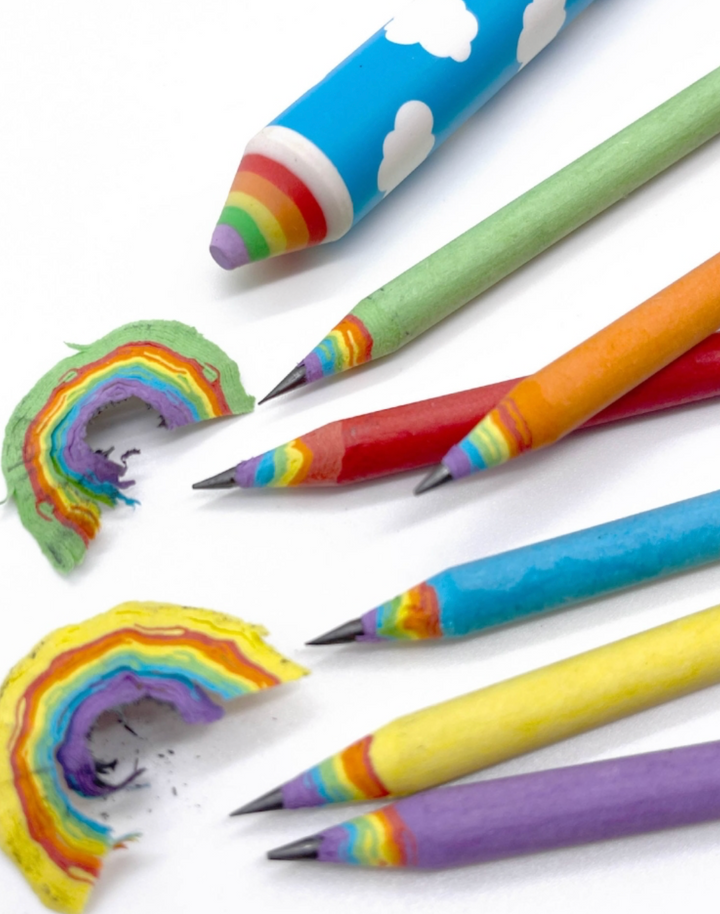 Recycled Rainbow Pencils and Eraser Set