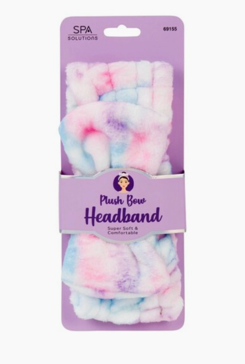 Spa Solutions Plush Bow Headband Hair Self Care