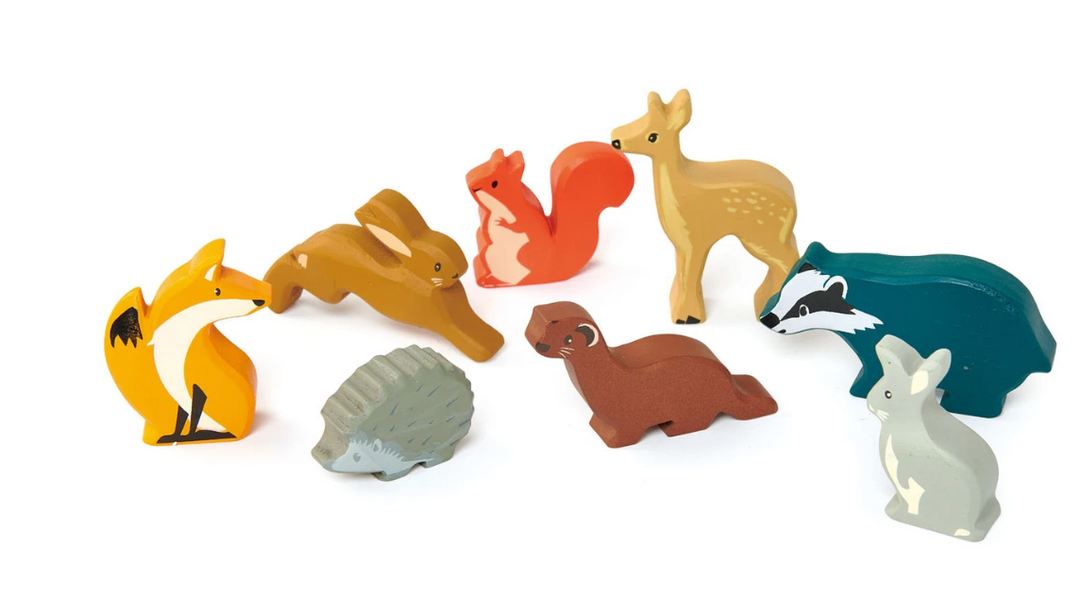 Wooden Animal Set With Display