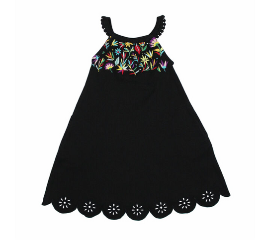Organic Embroidered Pocket Twirl Dress